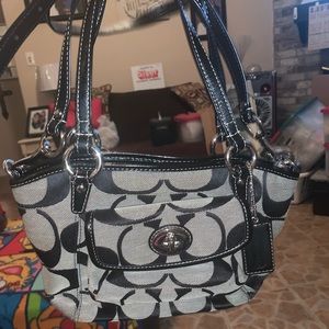 Grey and black signature Coach bag